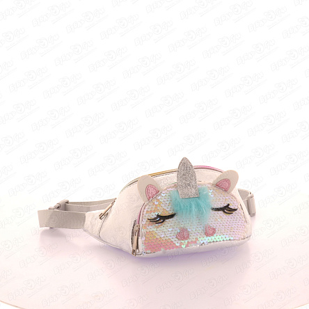 Сумка-бананка Lanson Kids Единорожка с пайетками серебряная - фото 360