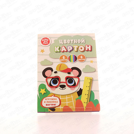 Картон цветной мелованный Панда 6листов 6цветов - фото 360