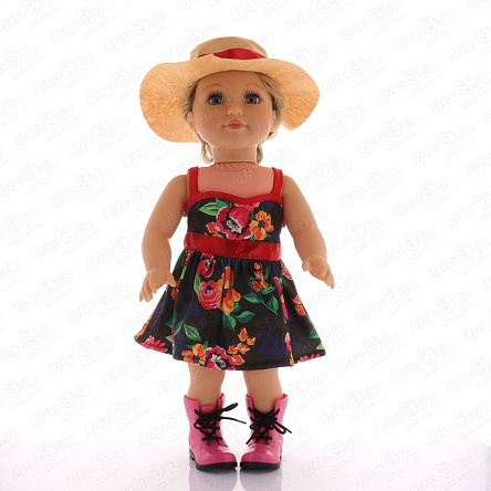 Одежда для кукол сарафан с цветами и шляпкой - фото 360