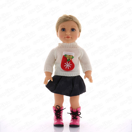 Одежда для кукол костюм свитер с джинсовый юбкой - фото 360