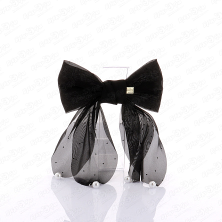 Заколка автоматическая бант прозрачный в горошек с бусинками черный  - фото 360 Заколка автоматическая бант прозрачный в горошек с бусинками черный  - фото 360