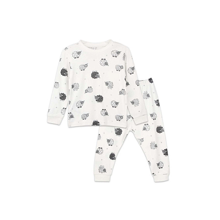 Пижама Lanson Kids лонгслив и брюки принт овечки белая 