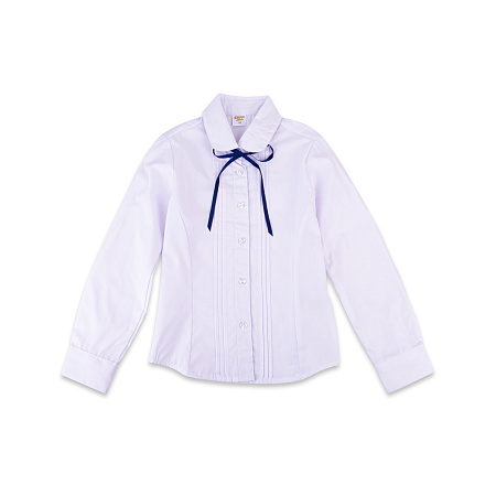 Блузка Lanson Kids с защипами с синим бантиком белая
