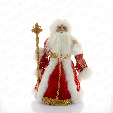 Декор фигура Дед мороз с емкостью для подарка красный 42см - фото 360