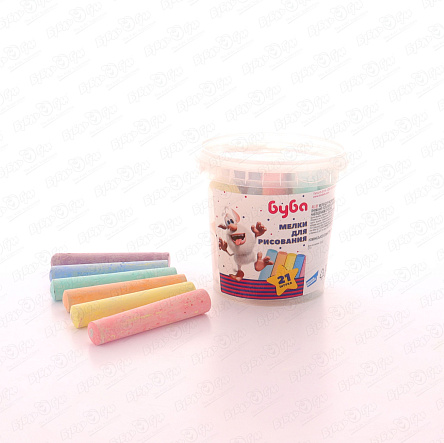 Мелки Буба в пластиковом ведре 21шт 6цветов - фото 360