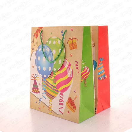 Пакет подарочный Праздничная вечеринка в ассортименте 31х26см - фото 360