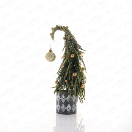 Декор елочка искусственная настольная с золотыми шарами 30см - фото 360