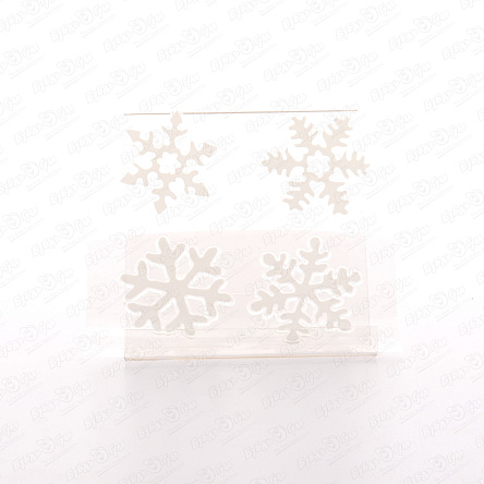 Набор наклеек Снежинки белые резные 6см 4шт - фото 360
