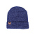 Шапка Lanson Kids зимняя с отворотом и коричневой эмблемой с медведем синяя 