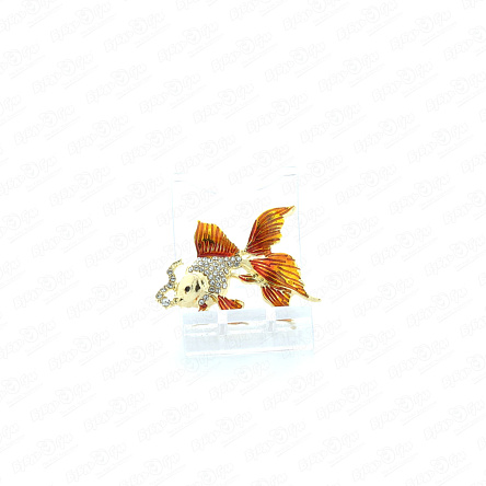 Брошь Рыбка золотая со стразами  - фото 360