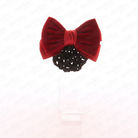 Бант красный бархатный с сеткой - фото 360