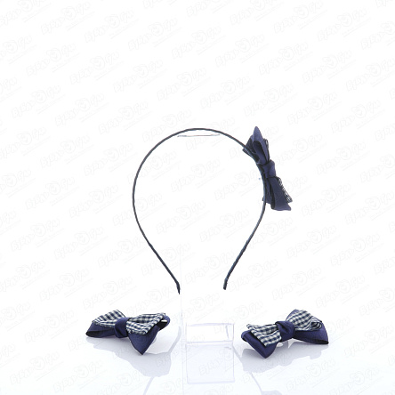 Набор из ободка и двух резинок синие в клетку - фото 360