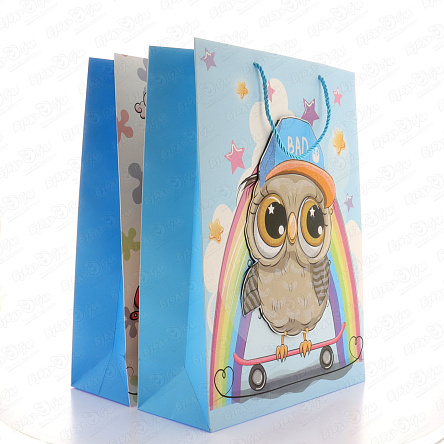 Пакет подарочный Совушки 3D 41х30см в ассортименте - фото 360