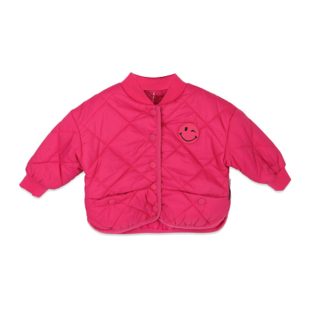 Куртка Lanson Kids  демисезонная стеганная на кнопках с аппликацией ярко-розовая