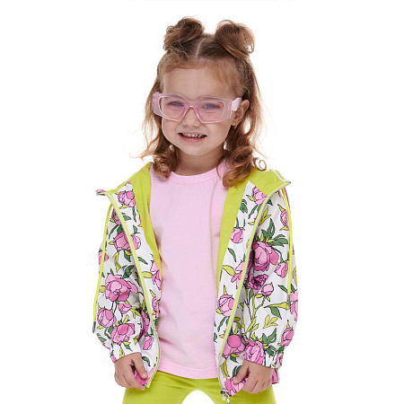 Ветровка Lanson Kids с принтом пионы белая