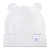 Шапочка трикотажная с отворотом и ушками однотонная белая