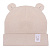 Шапка с отворотом и ушками бежевая