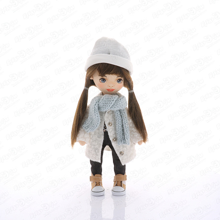 Кукла Софи Sweet sisters мягкая подвижная брюнетка в белой шубке - фото 360