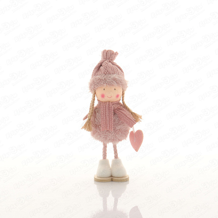 Декор новогодний Девочка в розовом текстильная 16см - фото 360