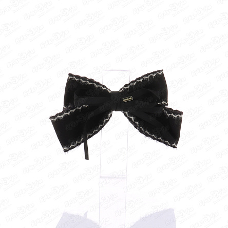 Заколка автоматическая бант матовый с черной с окантовкой и тонкими лентами - фото 360