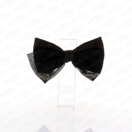Заколка автоматическая бант с бусинами внутри черный  - фото 360