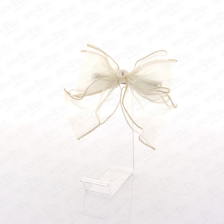 Заколка автоматическая бант белый органза с жемчугом - фото 360