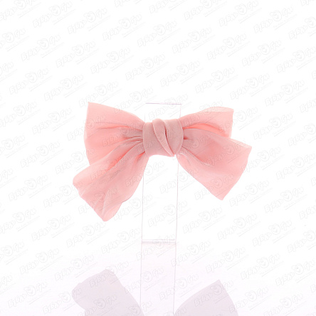 Заколка бант блестящий розовый - фото 360