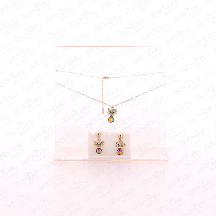 Набор украшений сережки и подвеска Lilly & Mia Котик с камнем - фото 360