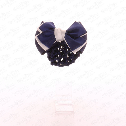 Бант с сеткой двойной бело-синий  - фото 360