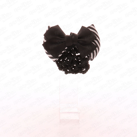 Бант классический в полоску с крупной сеткой черный  - фото 360