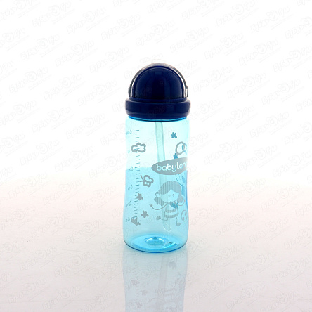 Поильник babyland с трубочкой синий 300мл с 3лет - фото 360