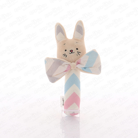 Погремушка-пищалка Зайка с узорами зигзаг текстильная - фото 360