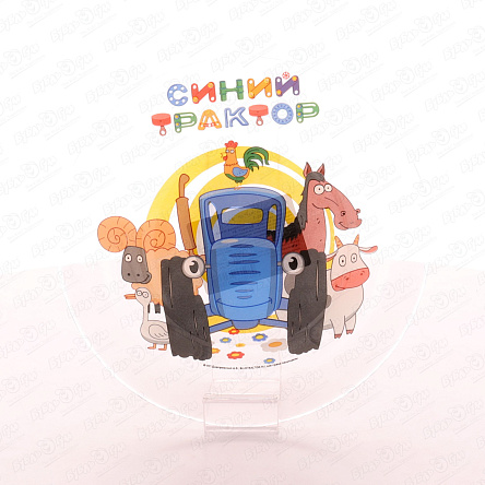 Тарелка Синий трактор плоская стеклянная - фото 360