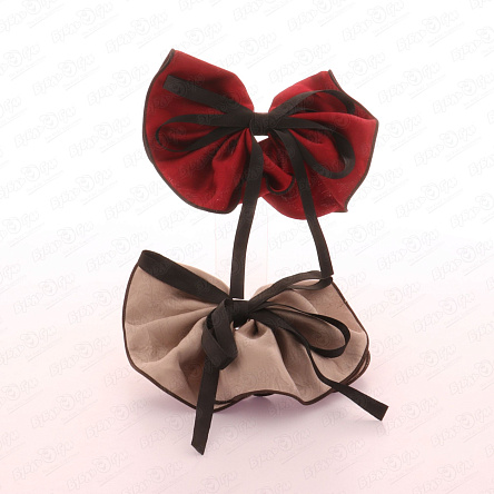 Бант школьный шелк с черной лентой на заколке в ассортименте - фото 360