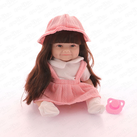 Пупс Lanson Toys брюнетка с розовой шляпкой и соской 34см - фото 360
