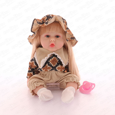 Кукла Lanson Toys блондинка в костюмчике со шляпкой и соской 34см - фото 360