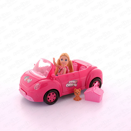 Набор игровой Кукла миниатюрная на розовой машине - фото 360