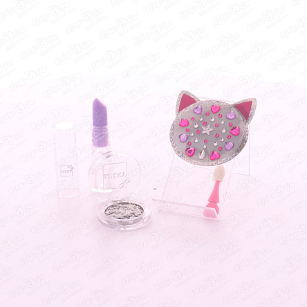 Набор косметики Lukky Сиреневый Кот помада гель с блестками и стразы - фото 360