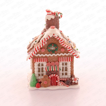 Новогоднее украшение Пряничный домик с разноцветными конфетами и  белой глазурью с подсветкой в ассортименте - фото 360
