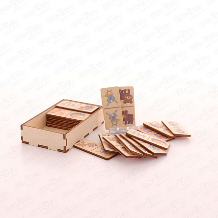 Домино деревянное Животные 28фишек 60х27мм - фото 360