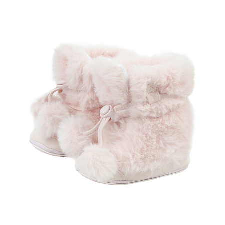 Пинетки Pasito меховые с фиксатором и помпонами розовые