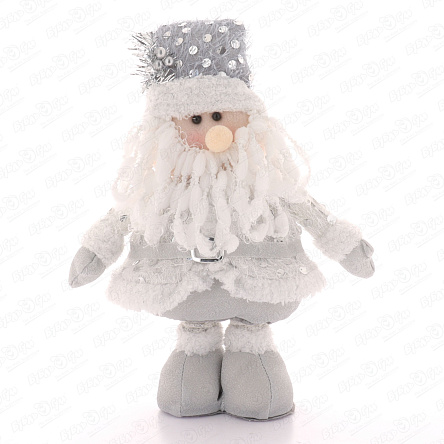 Фигурка декоративная Дед Мороз с регулировкой высоты серый текстиль 54-77см - фото 360