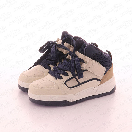 Ботинки Pasito утепленные на шнуровке с бежево-синими вставками в молочном оттенке - фото 360