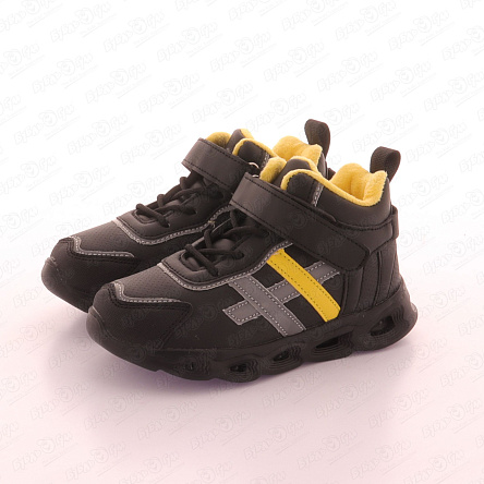 Ботинки Pasito утепленные с серо-желтыми вставками черные - фото 360