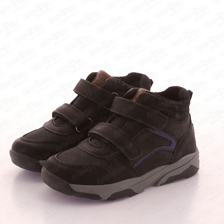 Ботинки Pasito утепленные с темно-синими вставками на липучке черные - фото 360