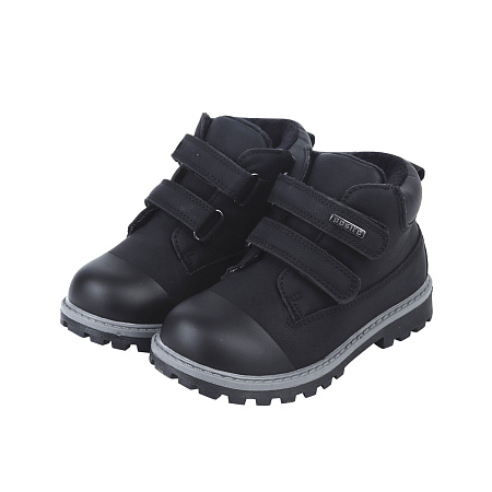 Ботинки Pasito утепленные на липучках черные с серой подошвой 