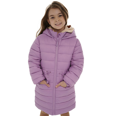 Куртка Lanson Kids демисезонная с капюшоном и фиксатором на поясе фиолетовая