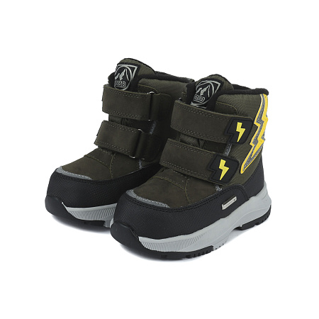 Сапоги Pasito утепленные рисунок молния с липучками хаки