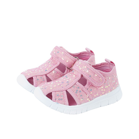 Сандалии Pasito с узором паутинка и пайетками розовые