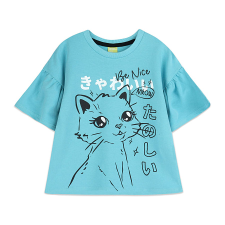 Футболка Lanson Kids с надписью Be nice голубая